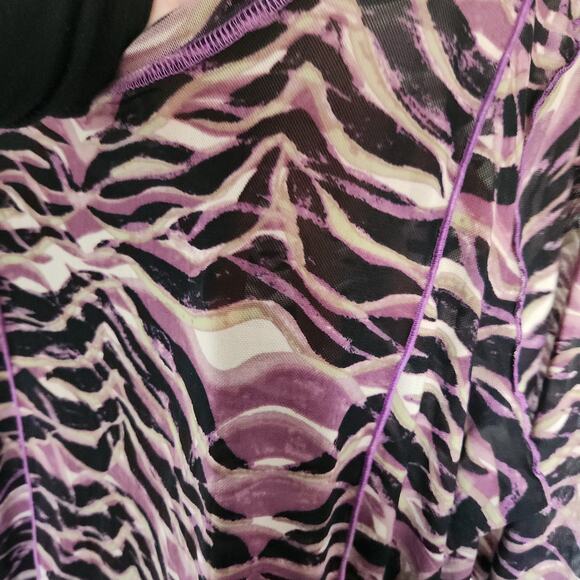 LOGO Layers by Lori Goldstein Zebra Printed Sheer Mesh Top Size 3XL - Picture 9 of 10